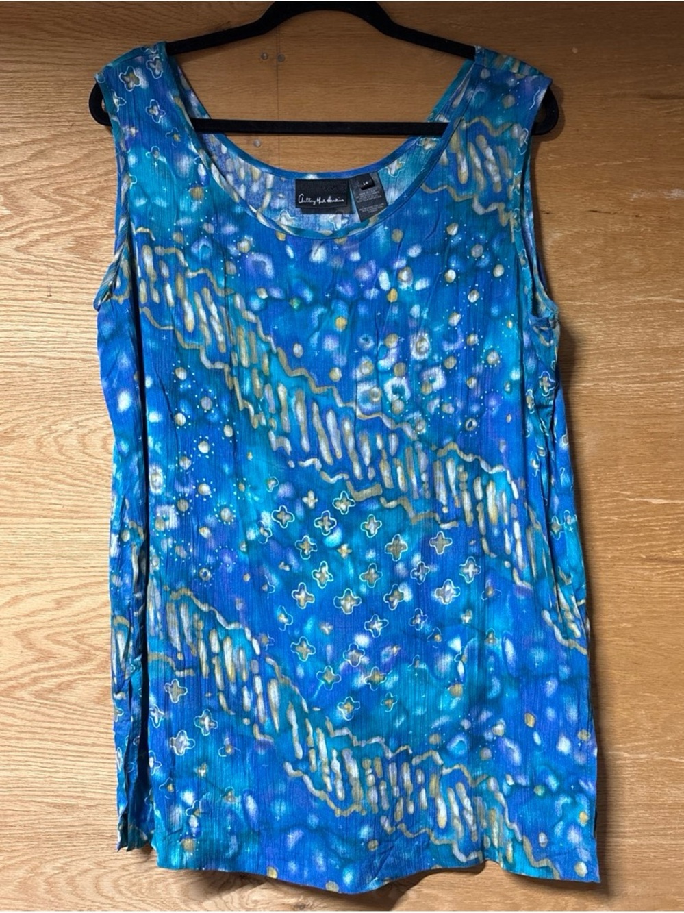 Vintage Anthony Mark Hankins Blue & Teal Abstract Sleeveless Tank